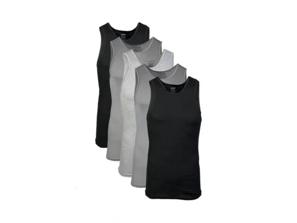 Gildan Men's A-shirt Tanks, Multipack, Style G1104, Grey/black (5 Pack),