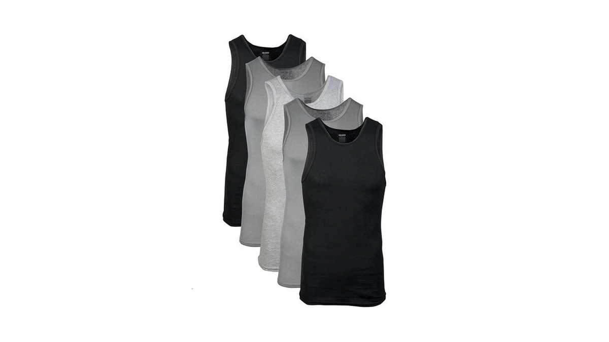 Gildan Men's A-shirt Tanks, Multipack, Style G1104, Grey/black (5 Pack),