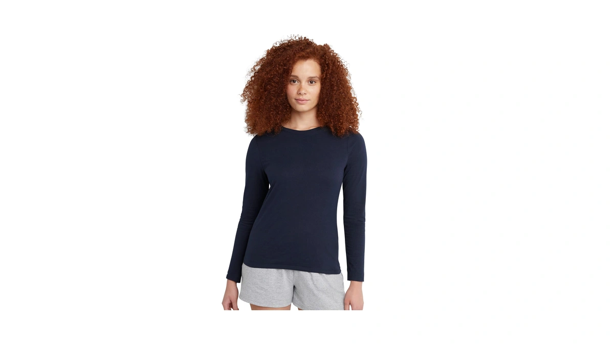 Hanes Women's Originals Long Sleeve Cotton T-shirt, Lightweight Crewneck Tee,