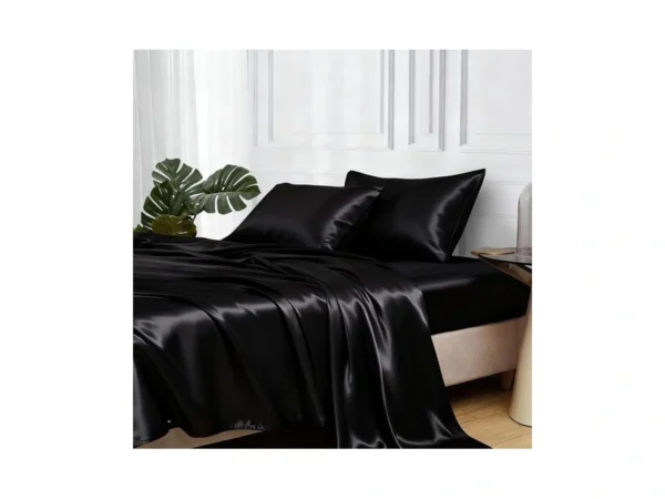 Mr&hm Satin Bed Sheets, Queen Size Sheets Set, 4 Pcs