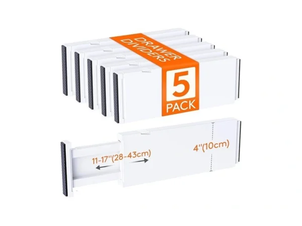 Lifewit 5 Pack 4" High Drawer Dividers 28-43.5cm/11-17" Adjustable Drawer