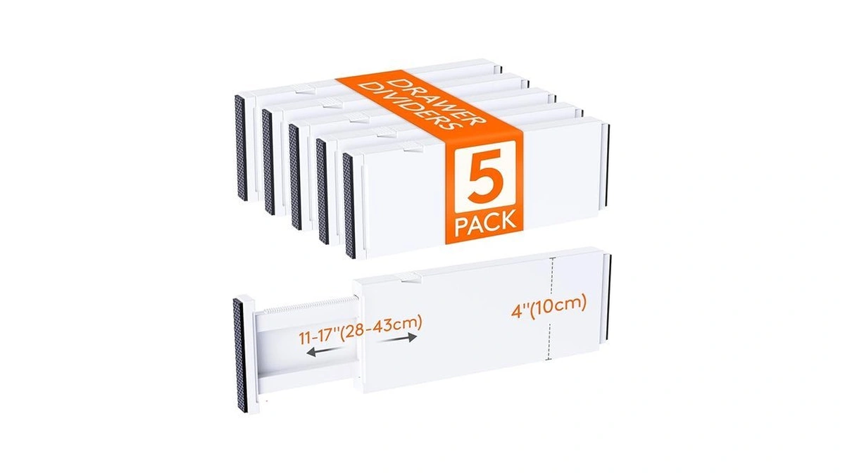 Lifewit 5 Pack 4" High Drawer Dividers 28-43.5cm/11-17" Adjustable Drawer