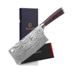 Sunnecko 7” Cleaver Knife, High Carbon Steel Chinese Meat Cleaver