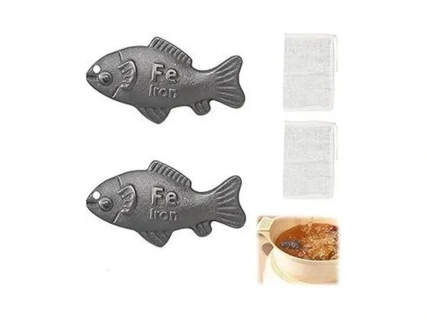 2 Pcs Iron Fish For Cooking, With 2 Storage Bags,