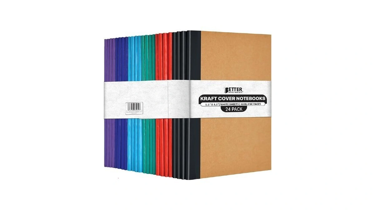 Better Office Products 24 Pack Small Kraft Notebooks, 4.1 In