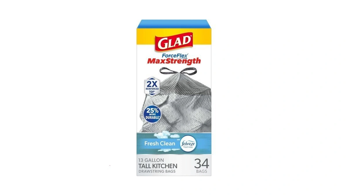 Glad Forceflex Maxstrength Kitchen Trash Bags, 13 Gal, Fresh Clean