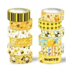 Nikomie Bee Washi Tape Set,12 Rolls Honey Daisy Decorative Tape