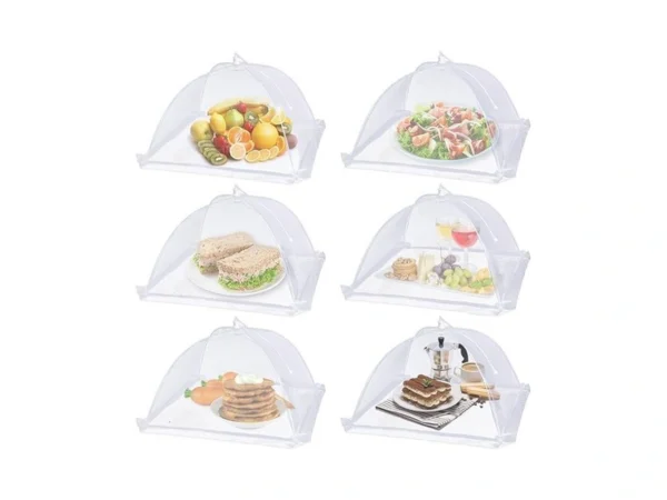 Lauon Large Food Cover,6 Pack Mesh Food Tent,17"x17",white Nylon Covers,pop-up