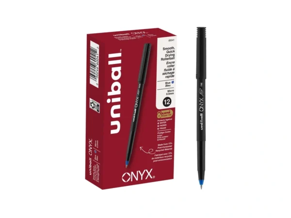 Uni-ball® Onyx® Rollerball Pens, Micro Point, 0.5 Mm, Black Barrel,