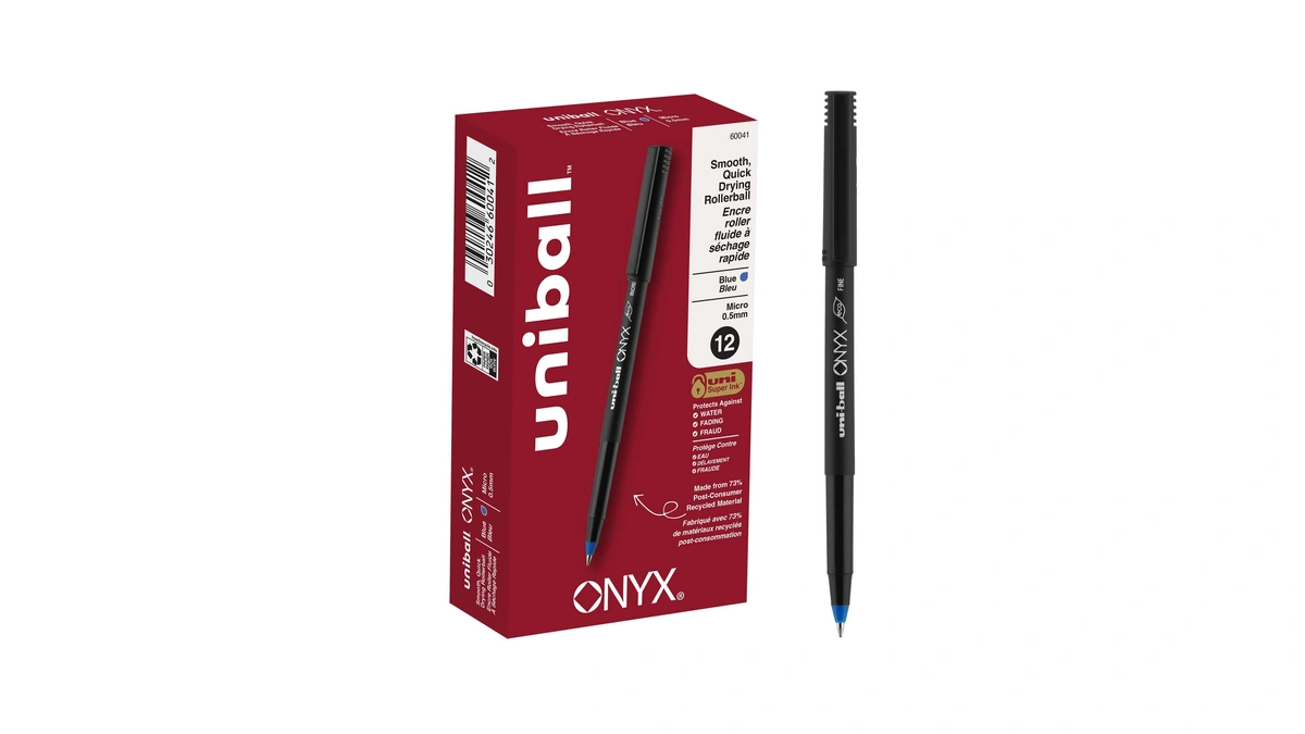 Uni-ball® Onyx® Rollerball Pens, Micro Point, 0.5 Mm, Black Barrel,