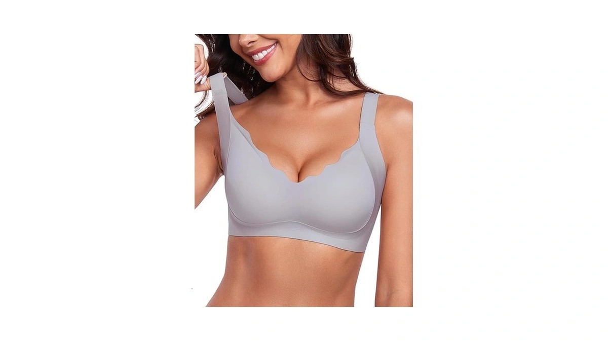 Vinfact Wireless Bras For Women No Underwire Scalloped Comfortable Push