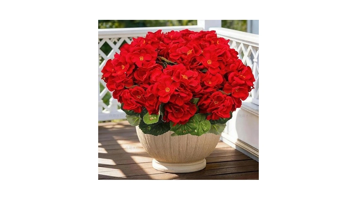 Fullmusic Artificial Flowers For Outdoor, Uv Resistant Realistic Geranium Fake