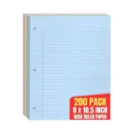 1intheoffice Colored Notebook Paper 8.5x11, Wide Ruled, Lined Loose Leaf