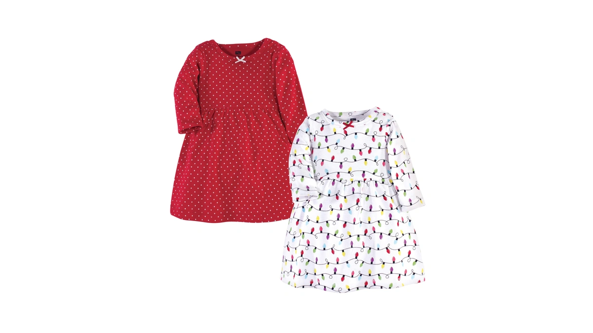 Hudson Baby Girl's Cotton Dresses, Christmas Lights, 6-9 Months