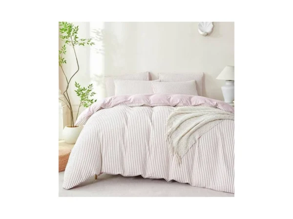 Tisplr King Size Comforter Set Striped Light Purple Soft Luxury