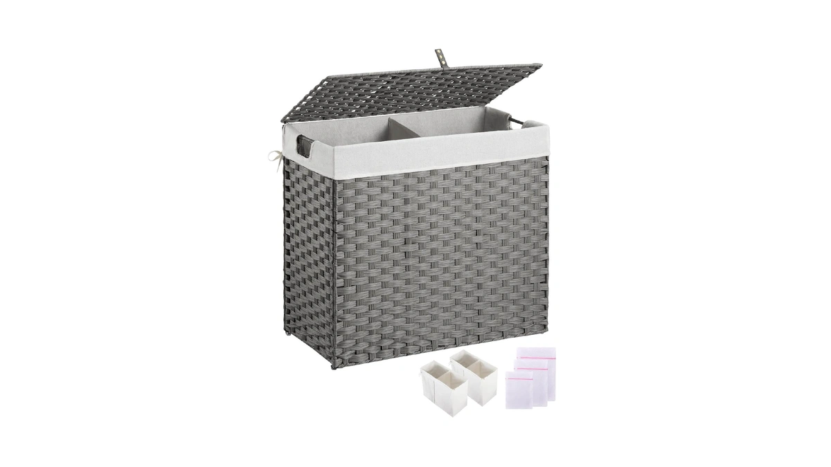 Greenstell Laundry Hamper With Lid, No Install Needed, 130l Wicker
