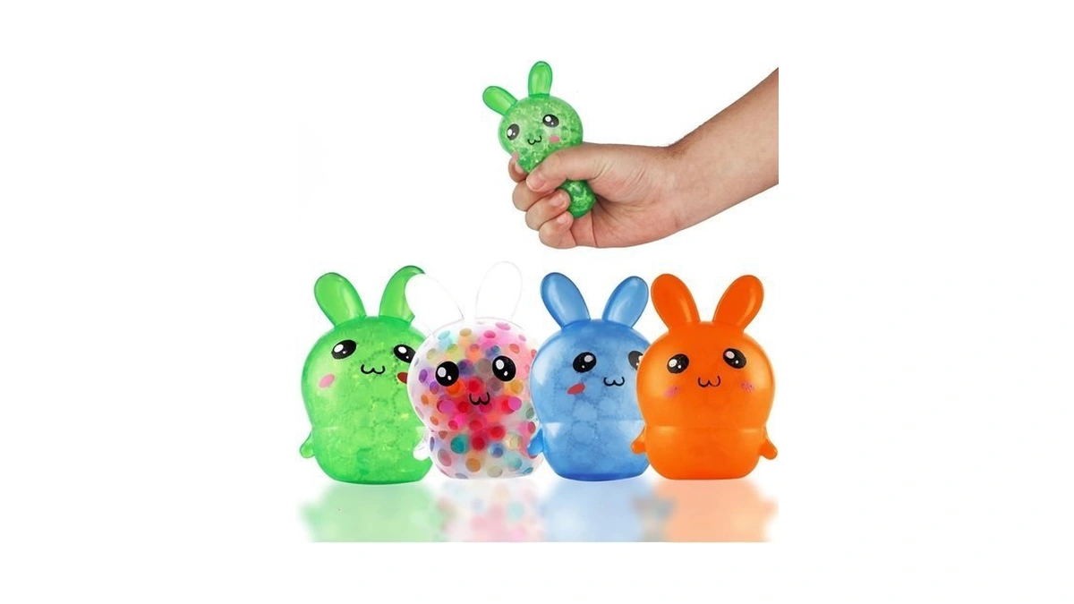 Easter Basket Stuffers, 4 Pack Squishy Easter Bunny Stress Balls
