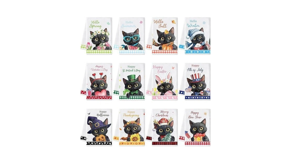 Watinc Seasonal Kitchen Hand Towels - 12pcs Dish Tea Towel