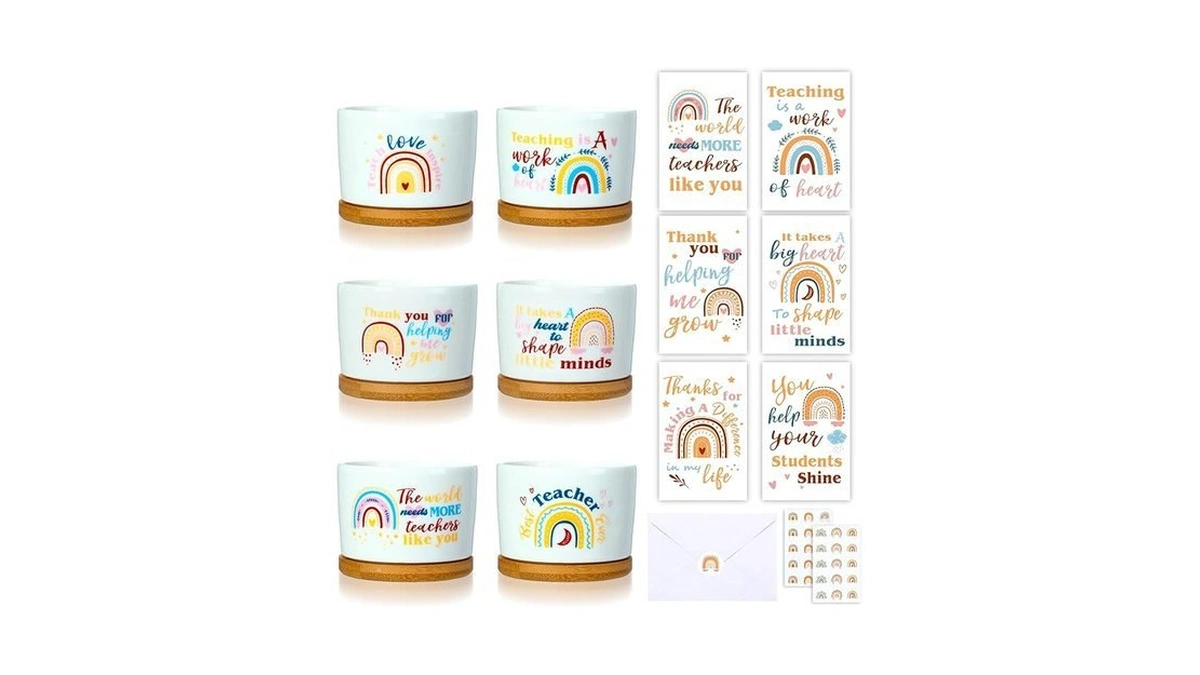 Junkin 12 Pcs Thank You Teacher Appreciation Gift Ceramic Plant
