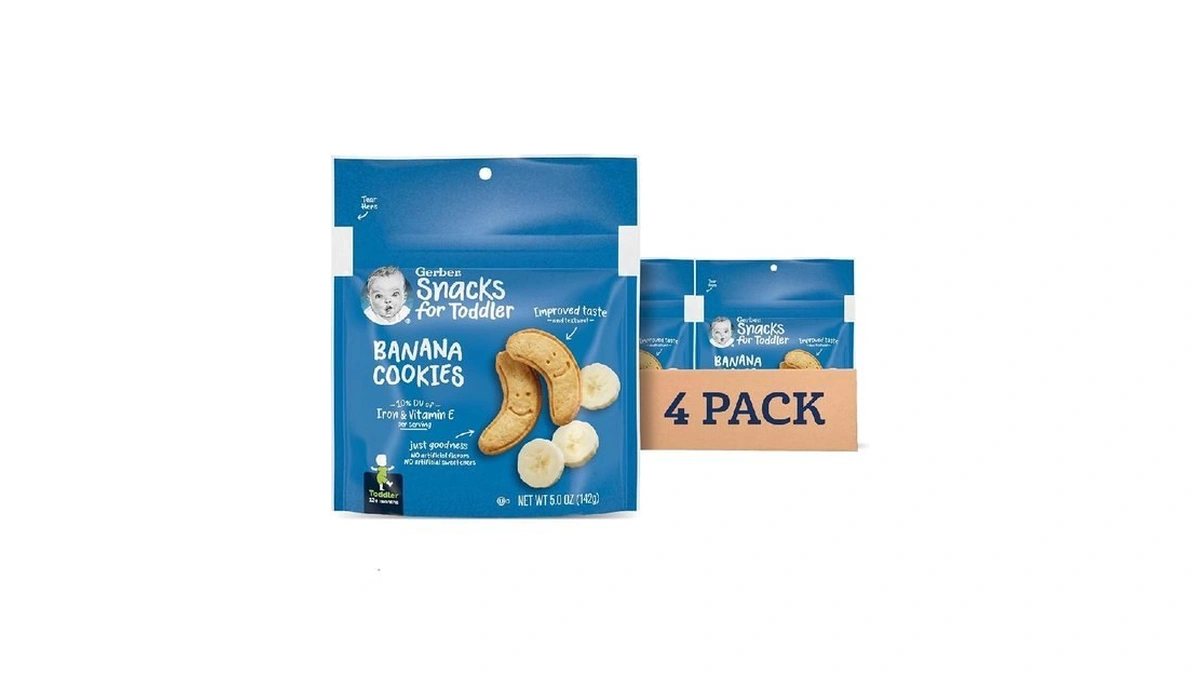 Gerber Toddler Snacks, Banana Cookies, Toddler Cookies, 10% Dv Iron