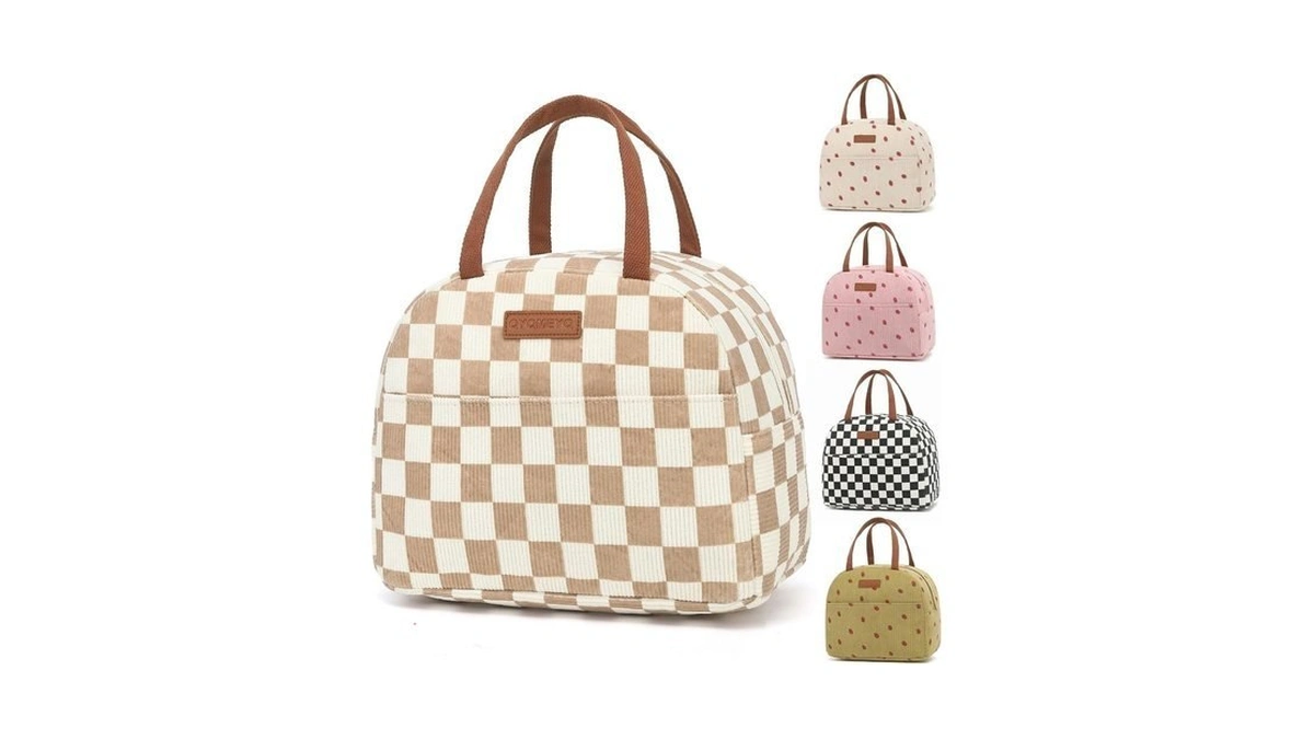 Qyqmeyq Lunch Bag For Women,reusable Insulated Lunch Bags,cute Corduroy Lunch