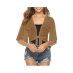 Iclosam Women Sheer Shrug Tie Front 3/4 Sleeve Cropped Bolero