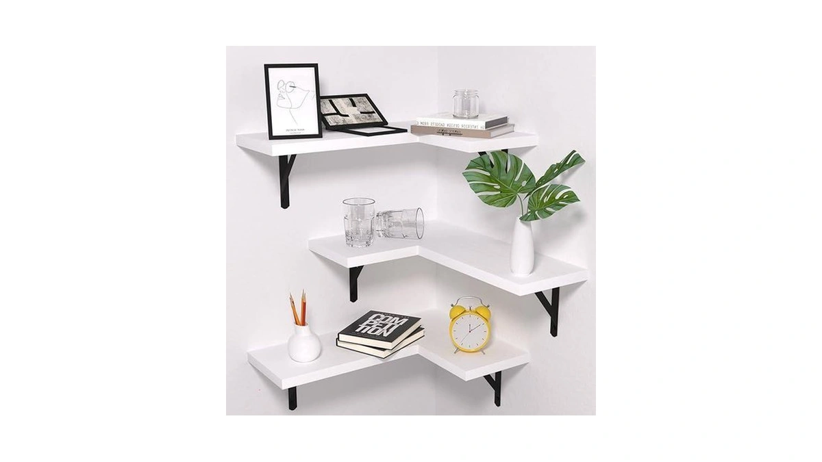 Nature's Source Floating Corner Shelves With Invisible Brackets Set Of