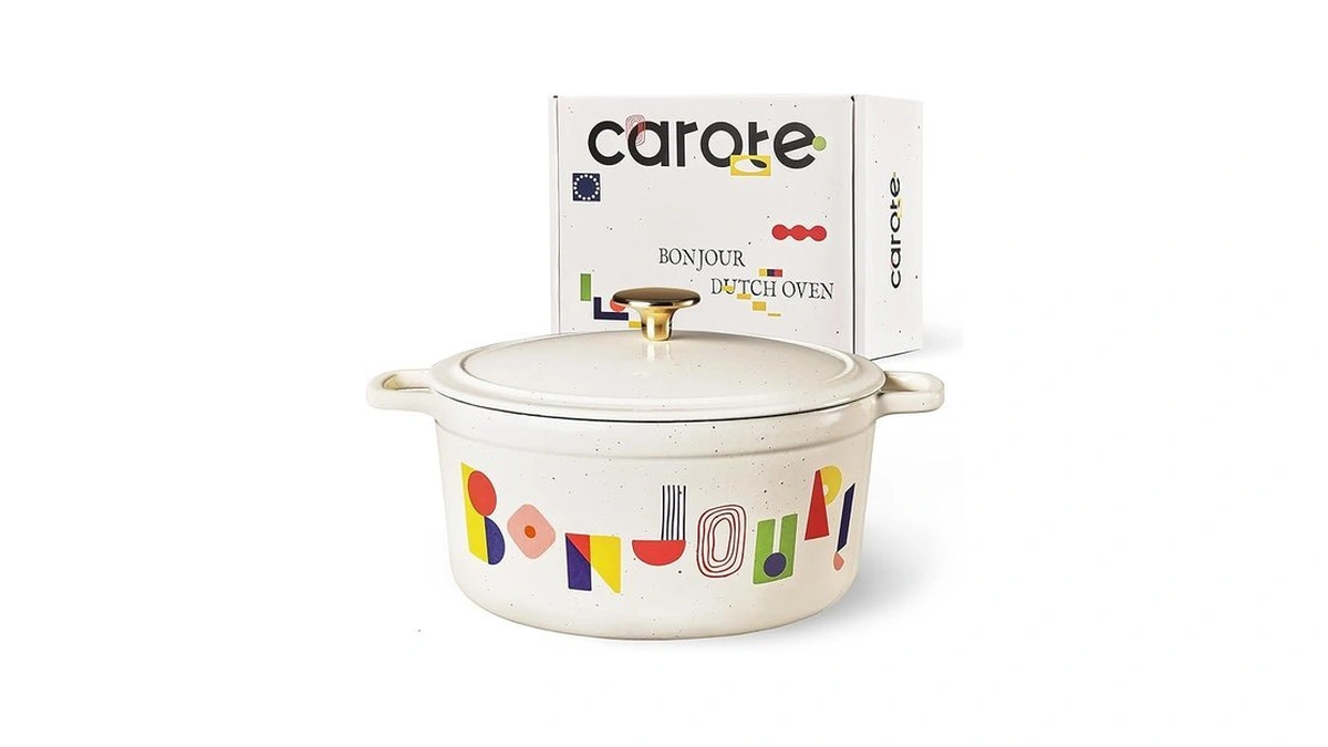 Carote 5qt Cast Iron Dutch Oven Pot With Lid, Enameled