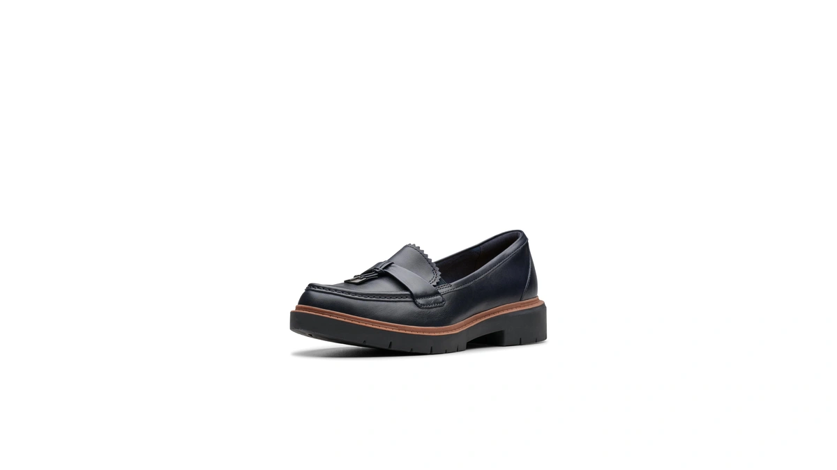 Clarks Collection Women's Westlynn Bella Loafer, Navy Leather, 11 Medium
