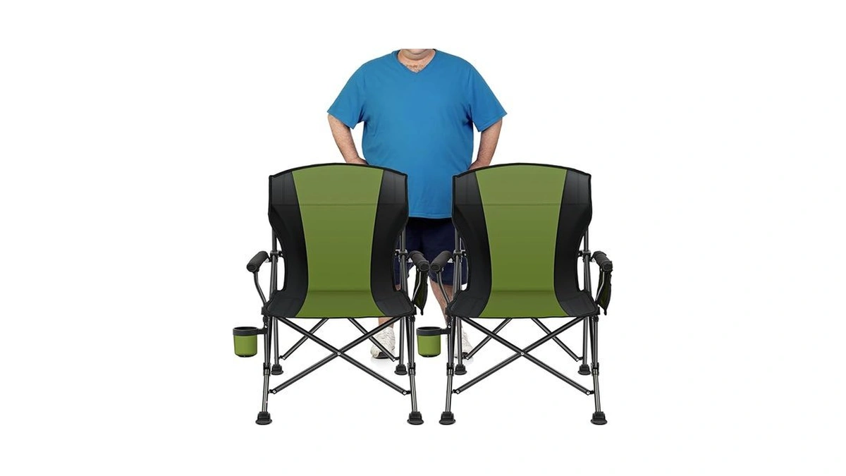 2 Pack Oversized Folding Camping Chair For Adults, Supports 450