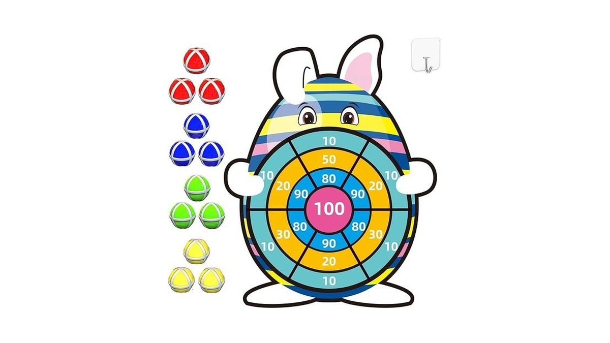 Easter Basket Stuffers,30" Bunny Dart Board With 12 Sticky Balls,easter