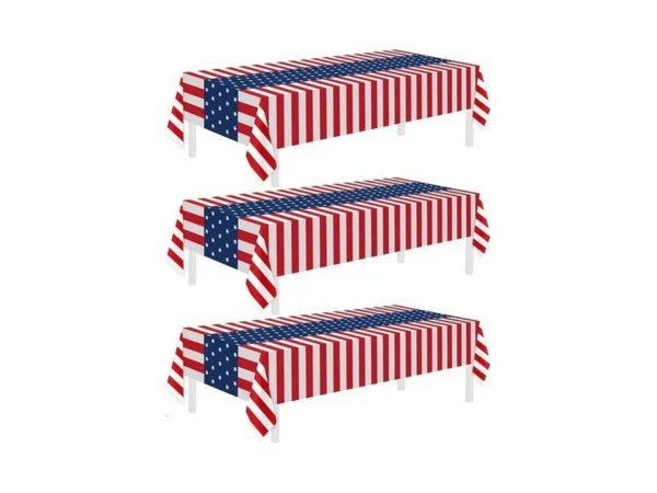 Childom 3 Pack Patriotic Tablecloths 4th Of July Decorations,disposable Plastic
