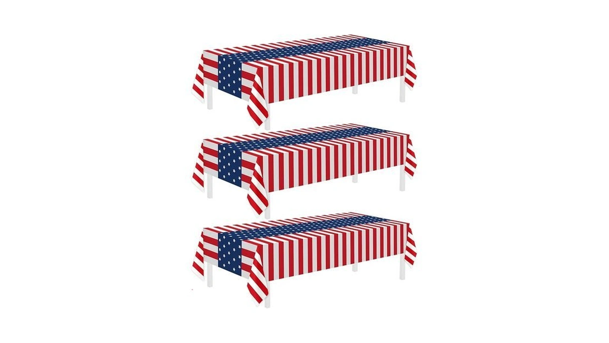 Childom 3 Pack Patriotic Tablecloths 4th Of July Decorations,disposable Plastic