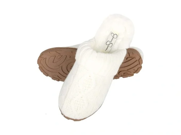 Jessica Simpson Womens Soft Cable Knit Slippers With Indoor/outdoor Sole
