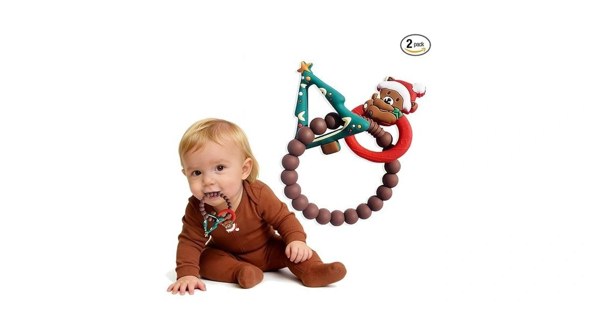 Christmas Baby Silicone Teether Christmas Tree And Bear Teething Ring