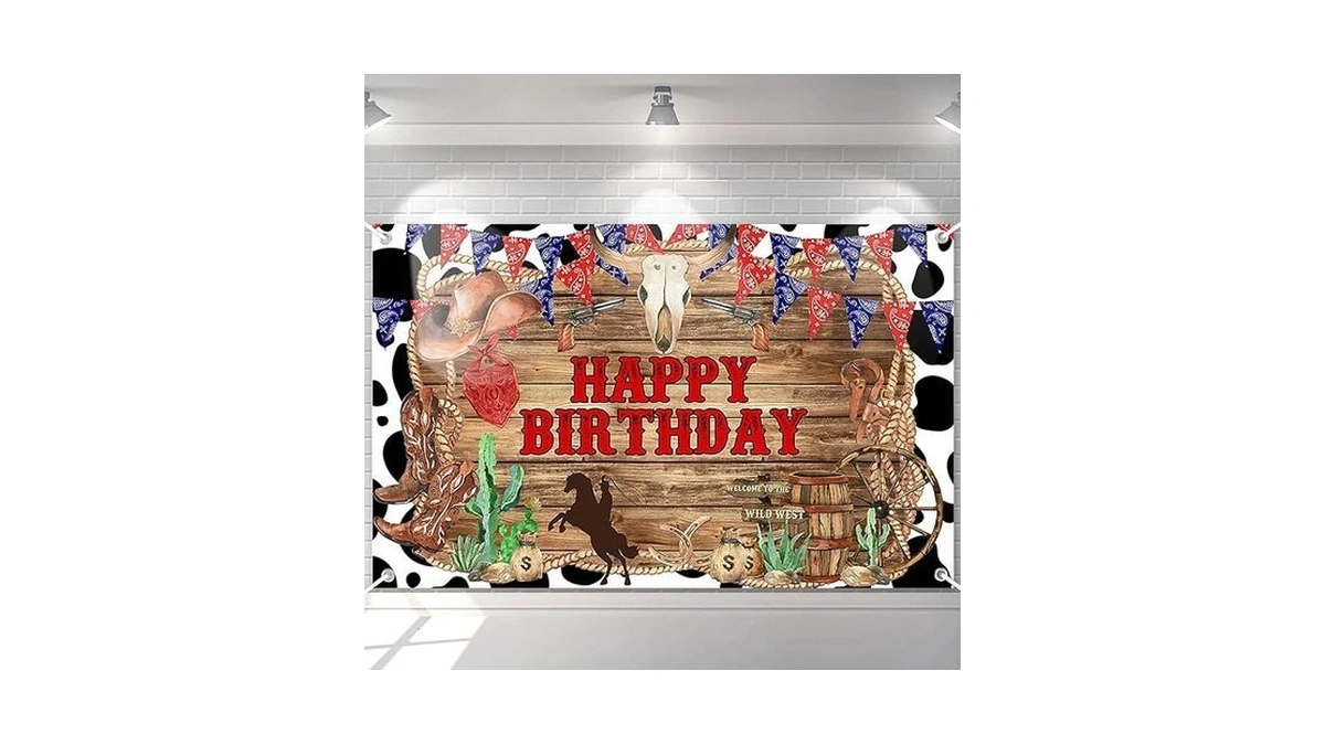 Avezano Cowboy Birthday Banner Western Cowboy Theme Birthday Party Decorations