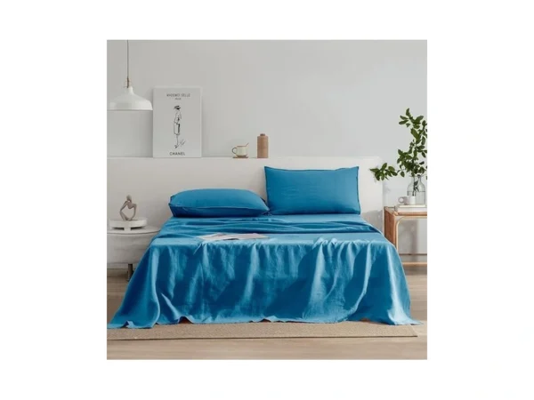 Everly Linen Sheets Set Full Size,100% French Stonewash Pure Linen