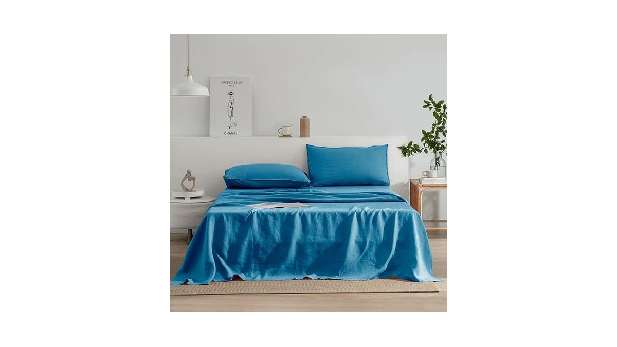 Everly Linen Sheets Set Full Size,100% French Stonewash Pure Linen