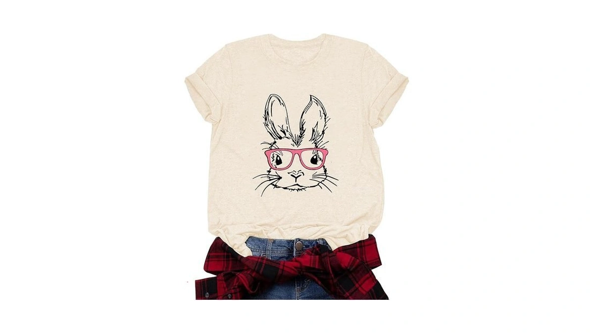 2026 Happy Easter Teacher Shirts For Women Leopard Funny Bunny