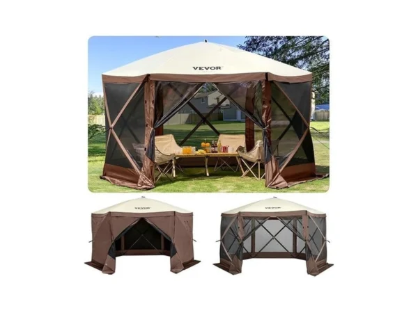 Vevor Pop Up Gazebo Screen Tent 6 Sided Canopy Sun