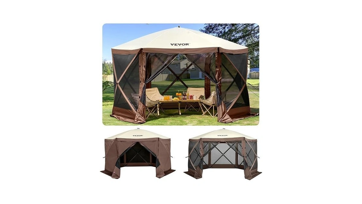 Vevor Pop Up Gazebo Screen Tent 6 Sided Canopy Sun