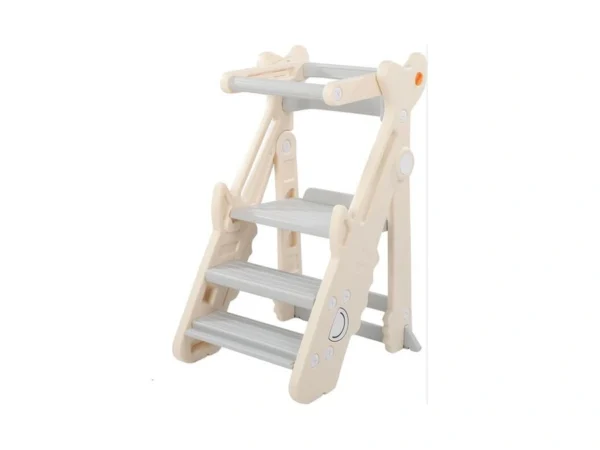 Dollate Foldable Adjustable Toddler Step Stool With Safety Rail, Anti-slip