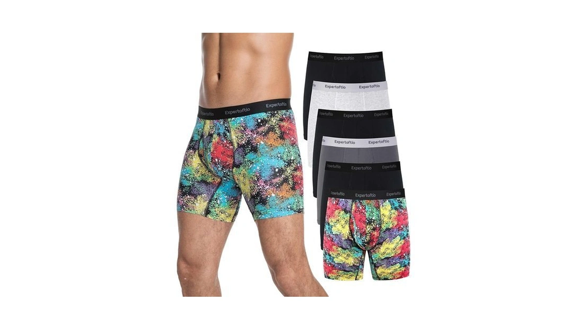 Expertoftio Cotton Men's Underwear Boxer Briefs Pack, 6 Inch, Breathable,