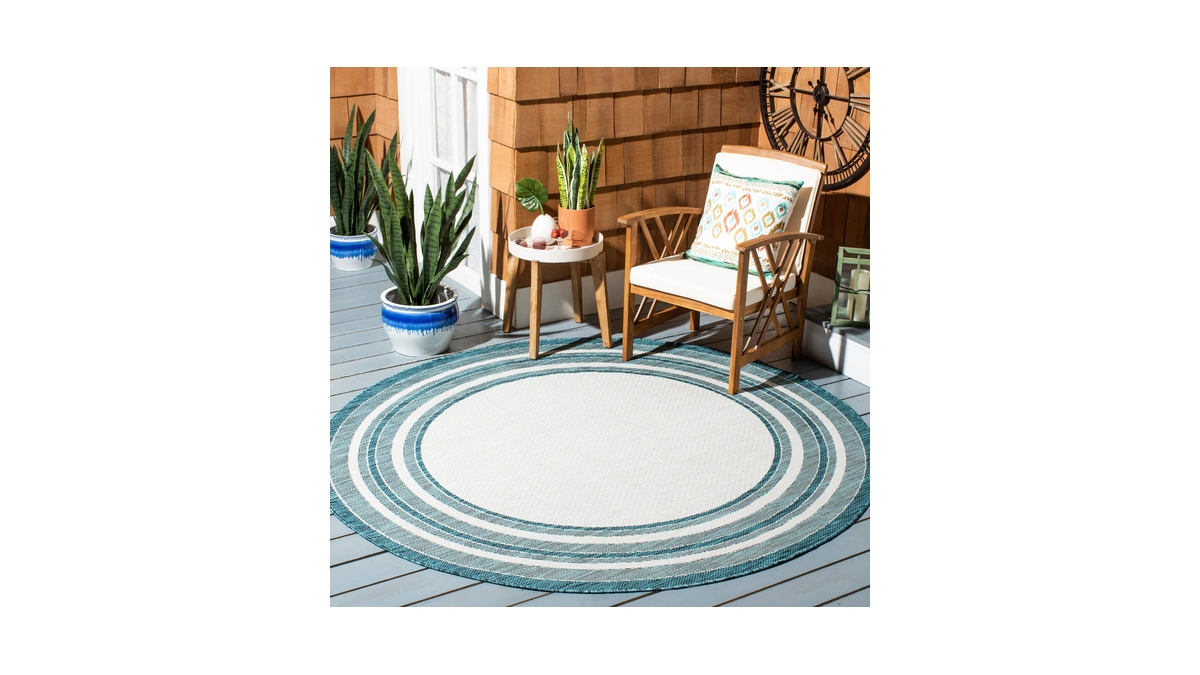 Safavieh Washable Rug Outdoor Courtyard Collection - 10' Round, Ivory