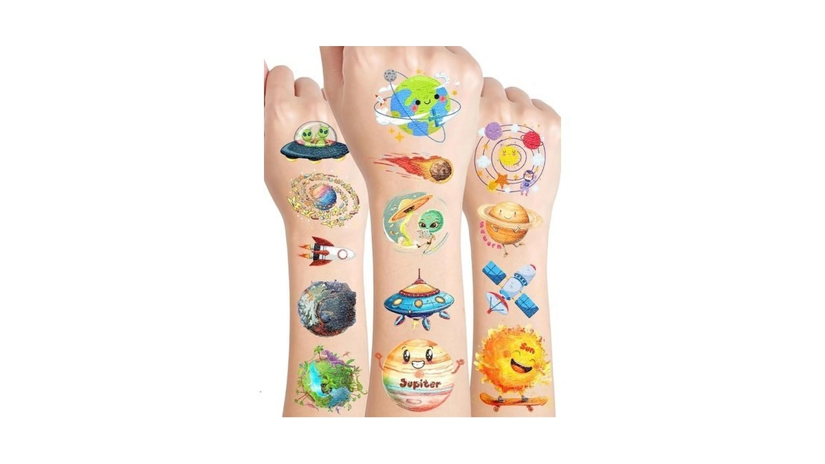176 Pieces Planets Temporary Tattoos Stickers,20 Sheets Educational Planets Themed