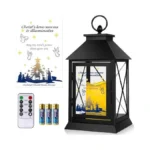 Christmas Candle Lantern Metal With Led Flickering Flameless Candles Light