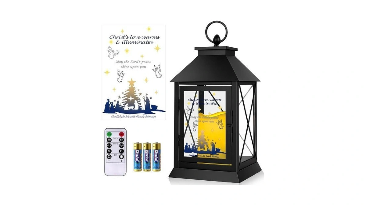 Christmas Candle Lantern Metal With Led Flickering Flameless Candles Light
