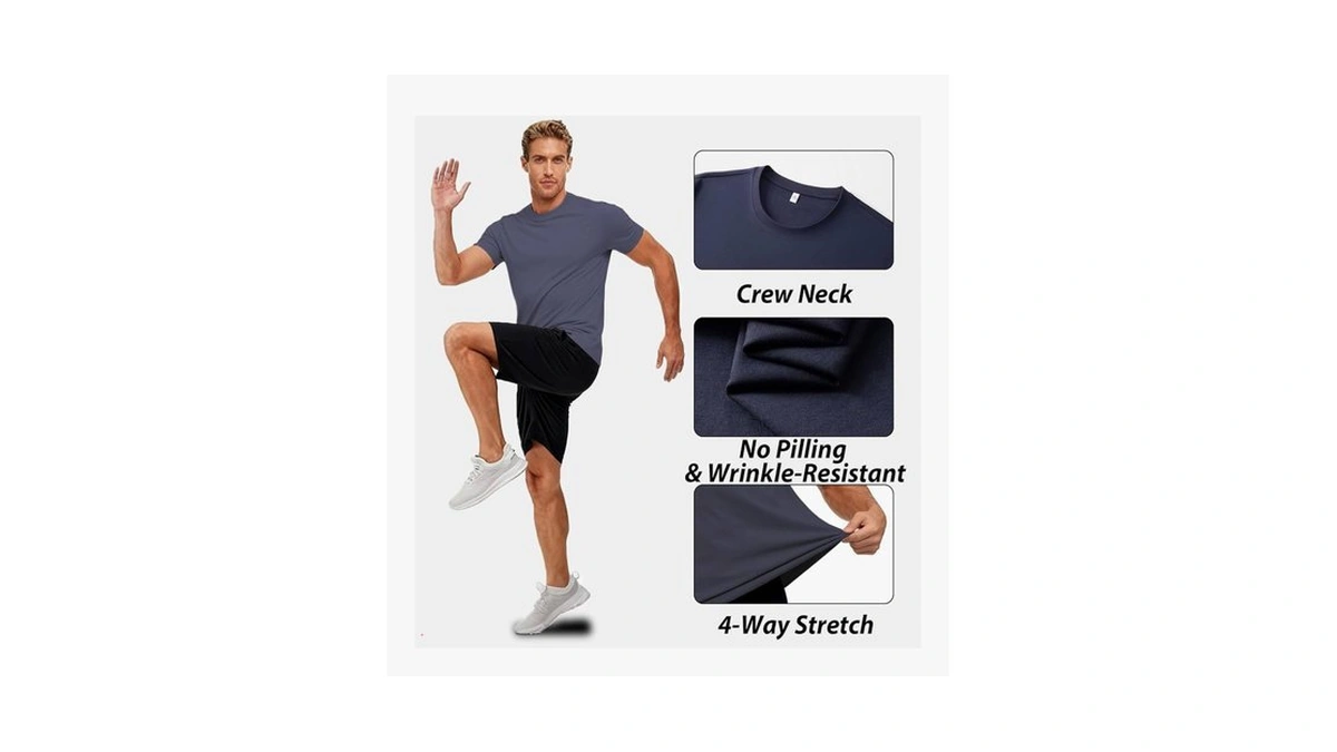 Penrtair Men's Workout T-shirts Moisture Wicking Gym Athletic Running Shirts