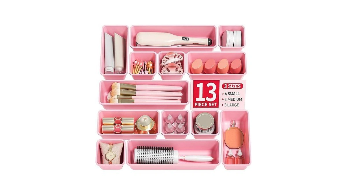 Canfanni 13 Pack Plastic Drawer Organizers Set, 3 Sizes Desk