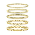 Gold Beaded Bracelets For Women, 5 Pcs Dainty 14k Gold